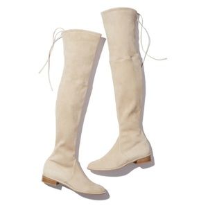 STUART WEITZMAN Lowland Bold suede over-the-knee boots in color “Buff” NWT